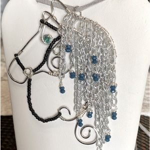 Handmade wire wrapped horse pendant